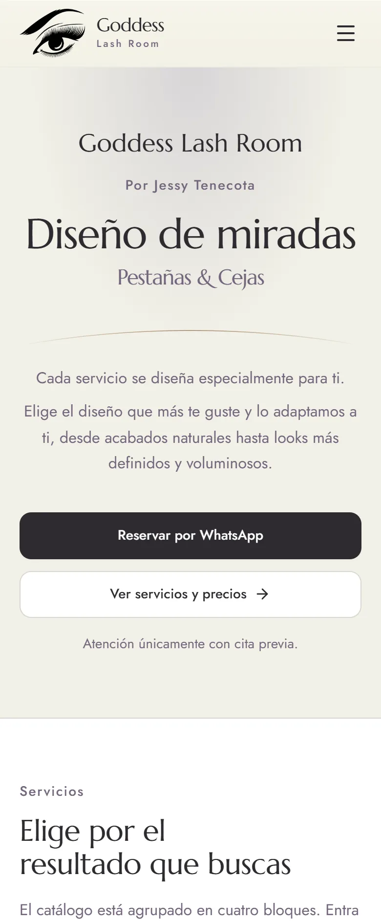 Primera vista móvil de Goddess Lash Room